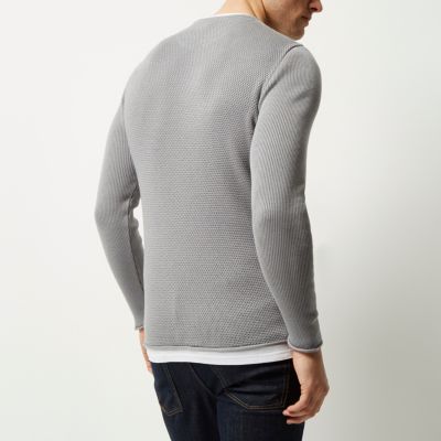 Grey layered longline jumper